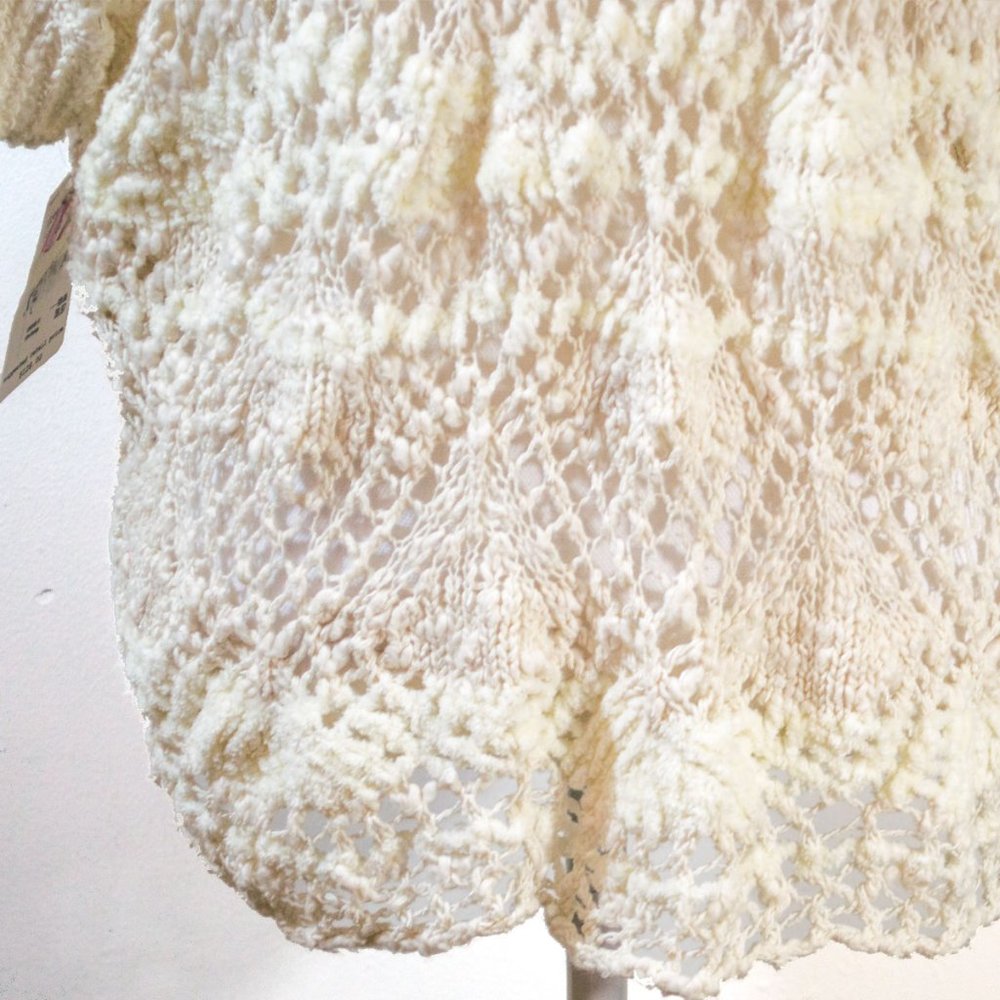 Free People Boho Ivory Open Crochet Top Sweater L - Picture 9 of 12